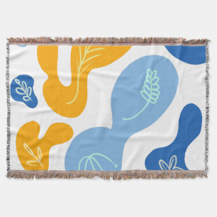 Couverture abstraite à motifs botaniques bleus jau