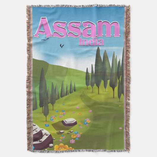 Couverture Affiche de voyage en Assam Inde impression. (devant Vertical)