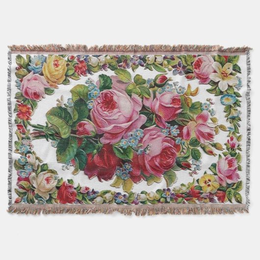 Couverture Afghan rose de bouquet de cru (Devant)