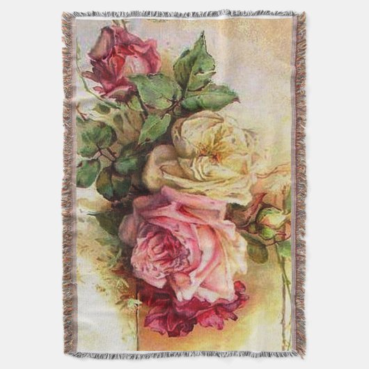 Couverture Afghan rose de bouquet de cru (devant Vertical)