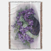 Couverture Afghan vintage de panier de violettes (devant Vertical)