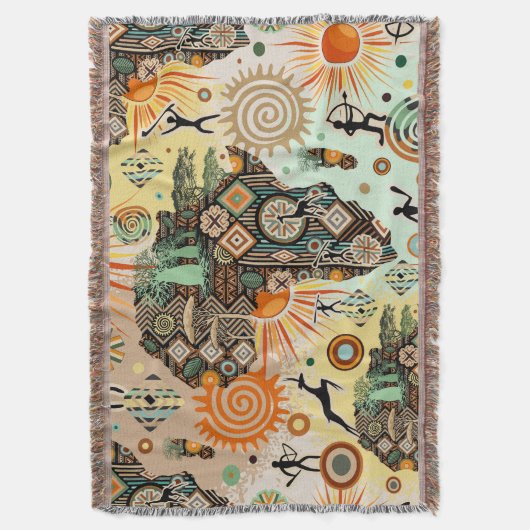Couverture Africa Map Decorative Tribal Elements Pattern (devant Vertical)