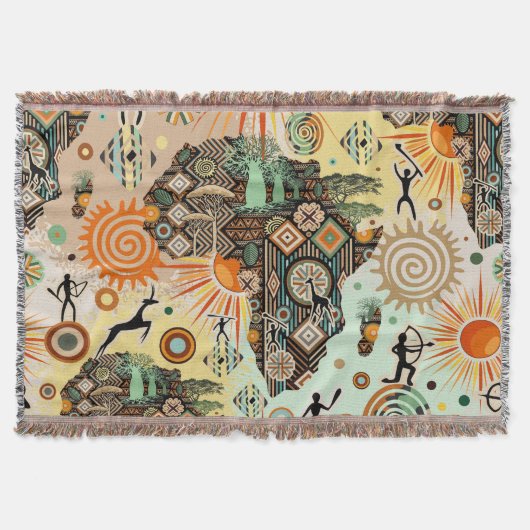 Couverture Africa Map Decorative Tribal Elements Pattern (Devant)