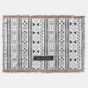 Couverture Africain blanc MudCloth du noir inspiré