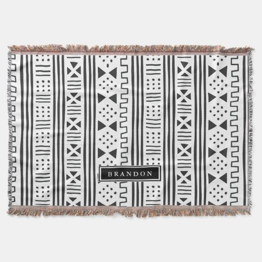 Couverture Africain blanc MudCloth du noir | inspiré (Devant)