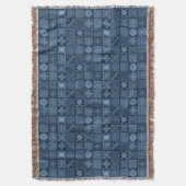 Couverture Africain Yoruba bleu et noir Motif géométrique (devant Vertical)