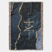 Couverture Agate Marine Blue Gold Gemstone Marble Nom du mono (devant Vertical)