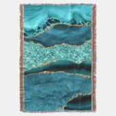 Couverture Agate Turquoise Blue Gold Parties scintillant Marb (devant Vertical)