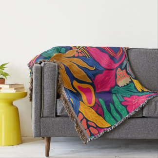 Couverture Agrandissement coloré motif floral hiver