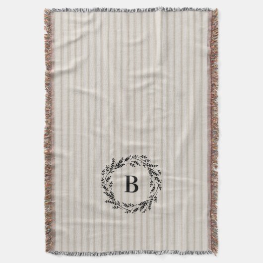 Couverture Agritourisme Beige Ticking Strippes Monogramme (devant Vertical)