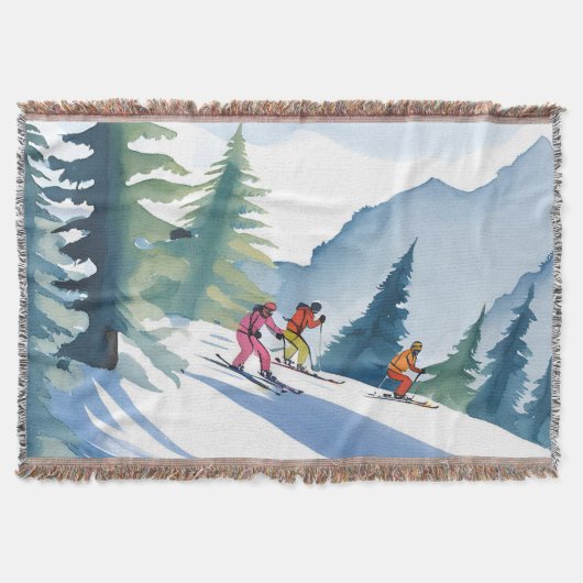 Couverture Allons Ski | Peinture Aquarelle d'Hiver (Devant)