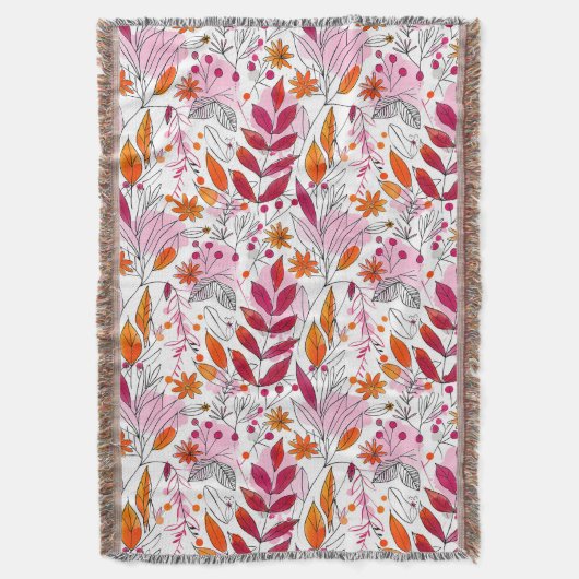 Couverture Alyssa Mae Foliage rose et orange (devant Vertical)