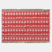 Couverture American Bulldog Silhouettes Motif de Noël Rouge (Devant)