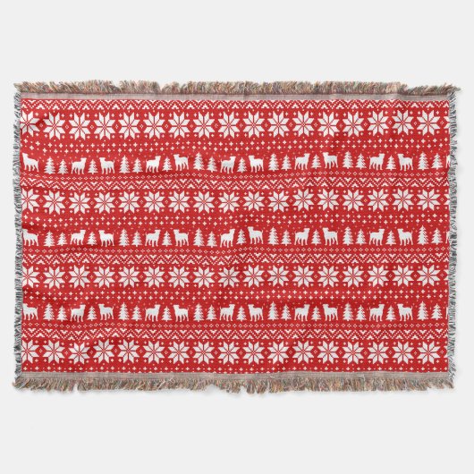 Couverture American Bulldog Silhouettes Motif de Noël Rouge (Devant)