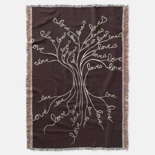 Couverture Amour Arbre de Vie Nature Coeurs Brown Cute Rustiq (devant Vertical)