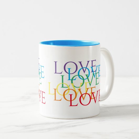 COUVERTURE AMOUR Bleu Mug à deux tons (Devant droit)