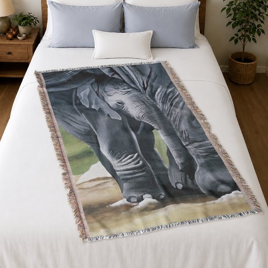 Couverture Amour et protection de la mère de l'éléphant bébé