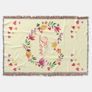 Couverture Amour floral de guirlande de coeur d'aquarelle