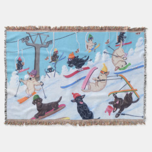 Couverture Amusement Labradors de ski d'hiver