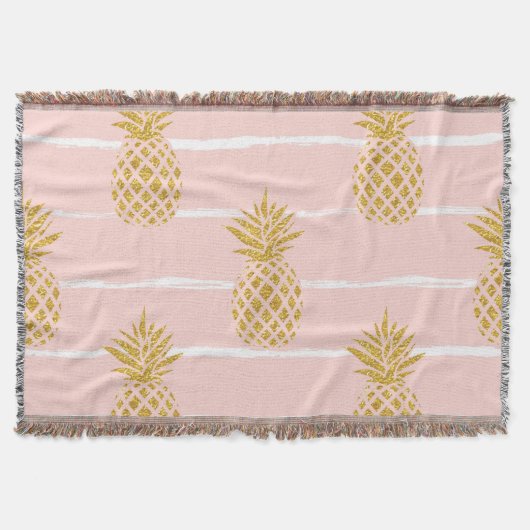Couverture Ananas en or, Arrière - plan d'été rayé. (Devant)