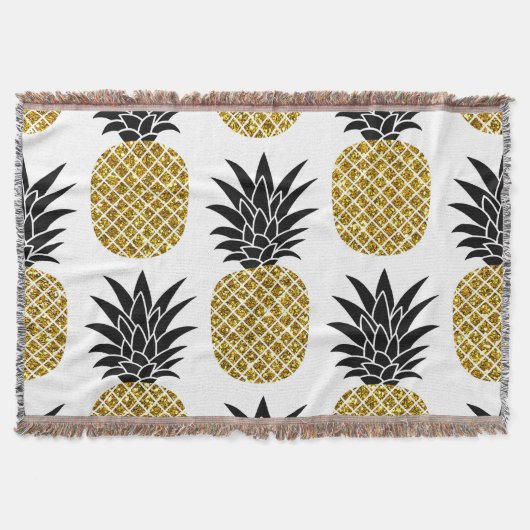 Couverture Ananas En Or : Blanc Dessiné À La Main Sans Coutur (Devant)