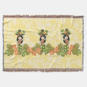 Couverture Ananas Luau Hawaiian Hula Girl Jetez des couvertur