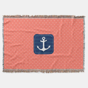 Couverture Ancre de corail nautique de bleu marine de motif