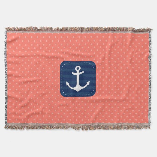 Couverture Ancre de corail nautique de bleu marine de motif (Devant)
