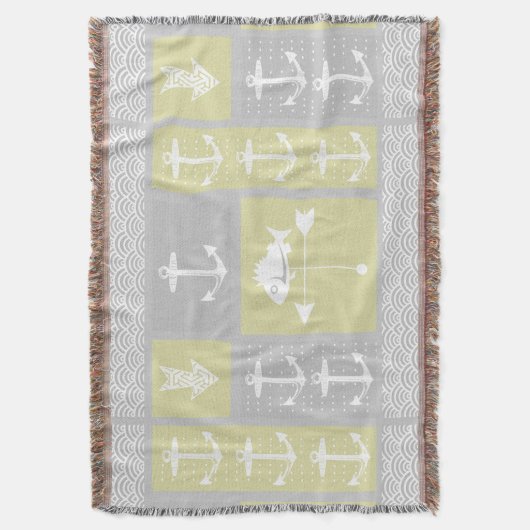 Couverture Ancre grise marine Poisson Météo Vane Motif (devant Vertical)