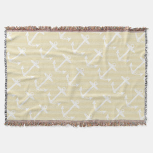 Couverture Ancre nautique gris et blanc Motif moderne