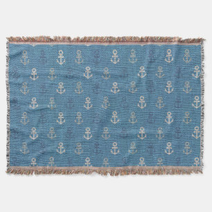 Couverture Ancres de lin sur bleu