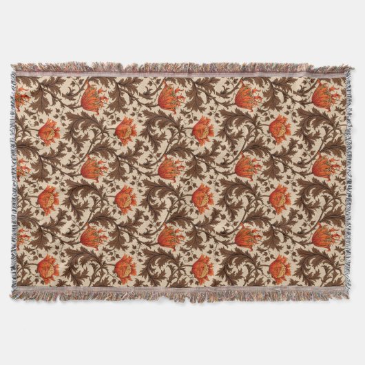 Couverture Anémone William Morris, beige, marron et rouille (Devant)