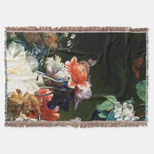 COUVERTURE ANÉMONES ROUGES ROSE FLEURS BLANCHES, BOUTTERFLY E (Devant)