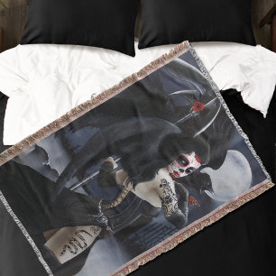 Couverture Ange gothique sombre Mort Crâne de sucre Fantastiq