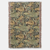 COUVERTURE ANIMAUX FORESTIERS, FOX, PEACOCK, LIT EN FLORAL VE (devant Vertical)