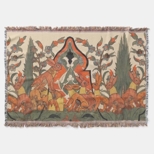 COUVERTURE ANIMAUX FORESTIERS, RABBITS ROUGES PARMI LES FLEUR (Devant)