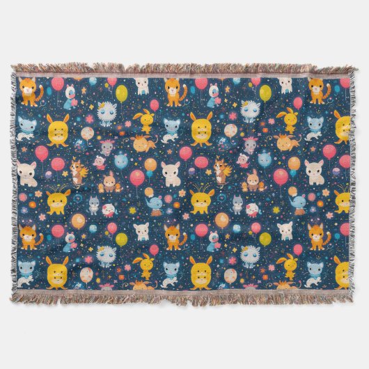 Couverture Animaux mignons avec ballons et étoiles (Devant)