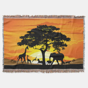 Couverture Animaux sauvages sur le coucher de soleil de la sa