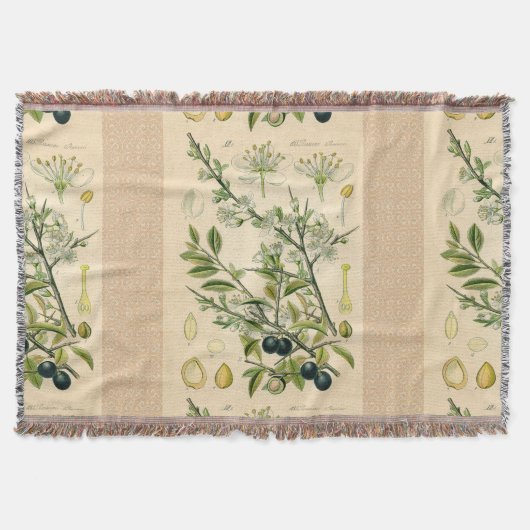 Couverture Antique Blackthorn Botanique Imprimé Fleur Berry (Devant)