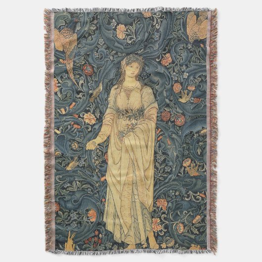 Couverture antique de jet de William Morris Flora (devant Vertical)