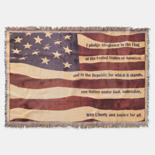 Couverture Antique drapeau américain avec serment d'allégeanc