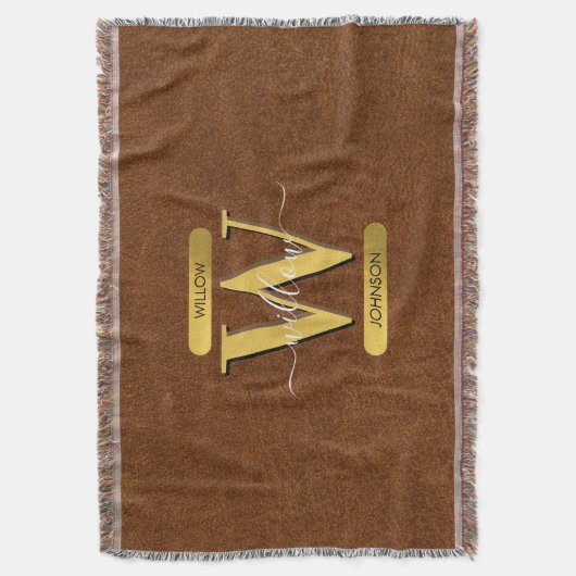 Couverture Antique Faux Cuir & Or Monogramme (devant Vertical)