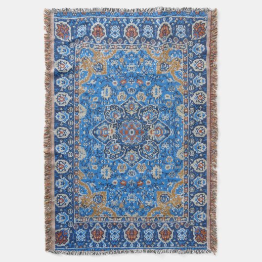 Couverture Antique Oriental Bleu Turc Tapis Perse (devant Vertical)