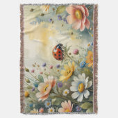 Couverture Aquarelle à ressort fleurie Ladybug (devant Vertical)