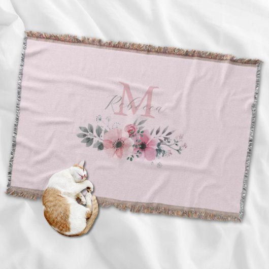 Couverture Aquarelle botanique chic rose pâle