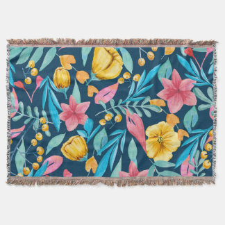 Couverture Aquarelle botanique : fleurs, ornement feuille.