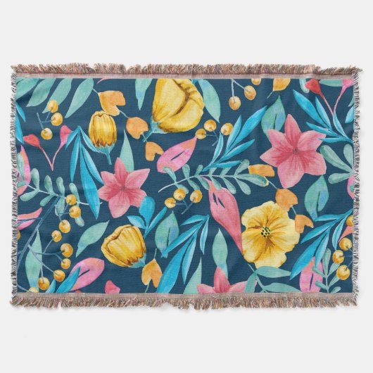 Couverture Aquarelle botanique : fleurs, ornement feuille. (Devant)