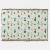 Couverture Aquarelle Cactus Motif Mint Vert (Devant)