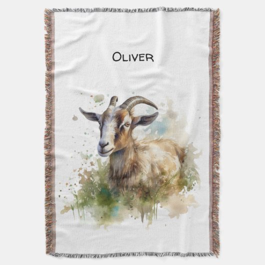 Couverture Aquarelle Chèvre de ferme, sur mesure (devant Vertical)