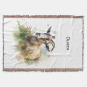 Couverture Aquarelle Chèvre de ferme, sur mesure (Devant)